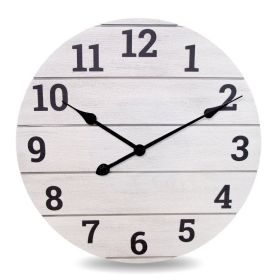 20" Analog Whitewashed Wood Plank Wall Clock
