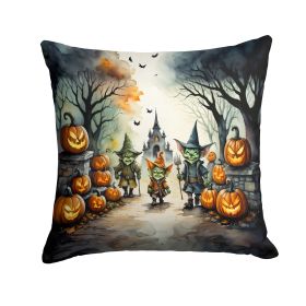 Goblins Spooky Halloween Throw Pillow Machine Washable, Indoor Outdoor Decorative Pillow for Couch, Bed or Patio, 18Hx18W