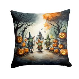 Goblins Spooky Halloween Throw Pillow Machine Washable, Indoor Outdoor Decorative Pillow for Couch, Bed or Patio, 14Hx14W