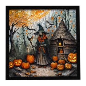 Slavic Witch Spooky Halloween Framed Metal Print Bathroom, Kitchen, Office, Home Decor Wall Art Ready to Hang, Square, 8X8