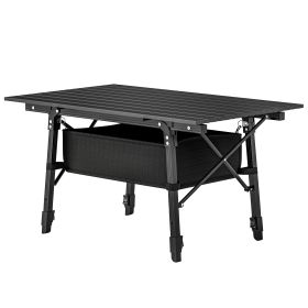 3ft Aluminum Small Folding Table, Portable Camping Table With Storage Bag, Carry Bag For Outdoor Picnic BBQ, Black (Option: black)