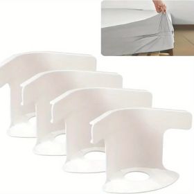 "Heavy Duty Lock Sheet Holders - Bed Sheet Clips Keep Fitted Sheets Tight on All Mattress Sizes (Twin/Queen/King)" (Color: White 4pcs)