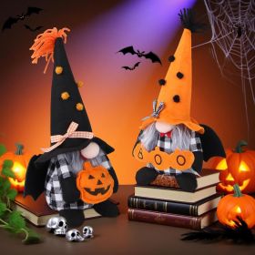 2 PCS Halloween Gnomes Plush Decor (Color: Halloween Gnome Decorations 01)