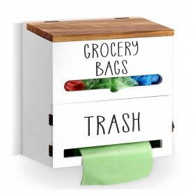 1PC Dual-Purpose Wooden Holder for Garbage Bags And Organization - Spacious (Color: White)