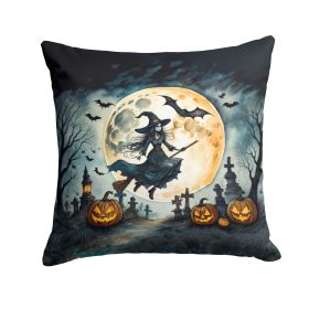 Flying Witch Spooky Halloween Throw Pillow Machine Washable, Indoor Outdoor Decorative Pillow for Couch, Bed or Patio, 18Hx18W (Default: Default)