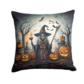 Witch Spooky Halloween Throw Pillow Machine Washable, Indoor Outdoor Decorative Pillow for Couch, Bed or Patio, 18Hx18W (Default: Default)