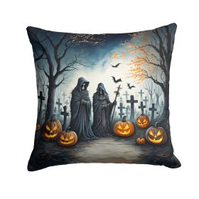 The Grim Reaper Spooky Halloween Throw Pillow Machine Washable, Indoor Outdoor Decorative Pillow for Couch, Bed or Patio, 14Hx14W (Default: Default)