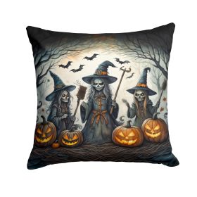 Witches Spooky Halloween Throw Pillow Machine Washable, Indoor Outdoor Decorative Pillow for Couch, Bed or Patio, 14Hx14W (Default: Default)