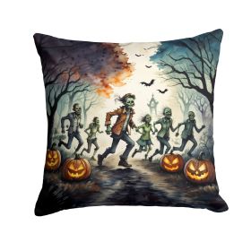 Zombies Spooky Halloween Throw Pillow Machine Washable, Indoor Outdoor Decorative Pillow for Couch, Bed or Patio, 14Hx14W (Default: Default)
