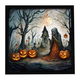The Weeping Woman Spooky Halloween Framed Metal Print Bathroom, Kitchen, Office, Home Decor Wall Art Ready to Hang, Square, 8X8 (Default: Default)