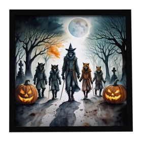 Werewolves Spooky Halloween Framed Metal Print Bathroom, Kitchen, Office, Home Decor Wall Art Ready to Hang, Square, 8X8 (Default: Default)