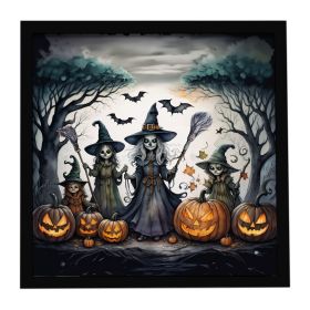 Witches Spooky Halloween Framed Metal Print Bathroom, Kitchen, Office, Home Decor Wall Art Ready to Hang, Square, 8X8 (Default: Default)