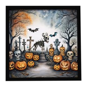 Pet Cemetery Spooky Halloween Framed Metal Print Bathroom, Kitchen, Office, Home Decor Wall Art Ready to Hang, Square, 8X8 (Default: Default)