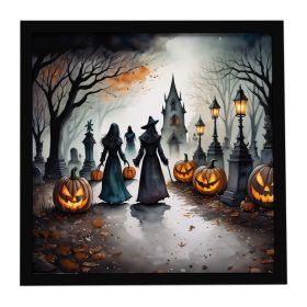 Vampires Spooky Halloween Framed Metal Print Bathroom, Kitchen, Office, Home Decor Wall Art Ready to Hang, Square, 8X8 (Default: Default)