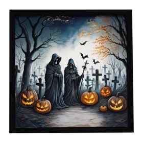 The Grim Reaper Spooky Halloween Framed Metal Print Bathroom, Kitchen, Office, Home Decor Wall Art Ready to Hang, Square, 8X8 (Default: Default)