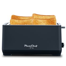 4-Slice Toaster, Extra Wide Long Slot, 6 Settings, Bagel, Defrost, Reheat, Removable Crumb Tray, Stainless Steel Housing, Matte Black, Amazon Res (Option: KRT6031B)